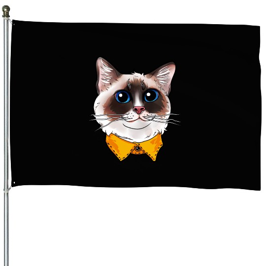 Ragdoll Cat Face Cats funny cute sweet Kitty gift House Flags