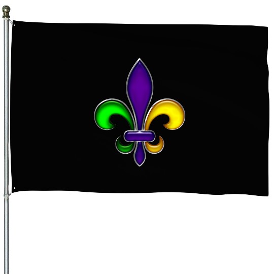 Fleur De Lis Mardi Gras Glossy Lily House Flags