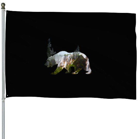 Baer grizzly national parc california nature wood House Flags