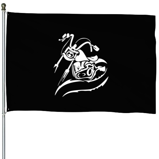 Motorcycle Chopper Cruiser Biker Mechanic Gift House Flags