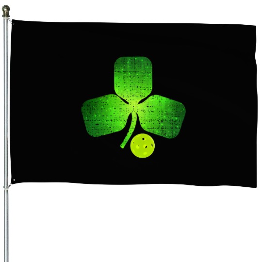 Pickleball St Patricks Day Shamrock Irish House Flags
