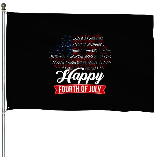 Fourth Of July House Flags USA Flag Fireworks 4th of