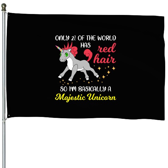 Red Hair Majestic Unicorn Redhead Ginger Gift House Flags