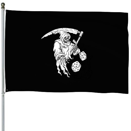 The Grim Reaper Rolling the Dice Drawing House Flags