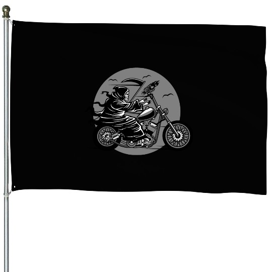 Death Motorcycle Death Grim Reaper Crow Gift Idea House Flags