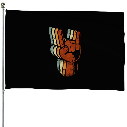Devil horns Sign Retro Metal Fork Rock Hand House Flags