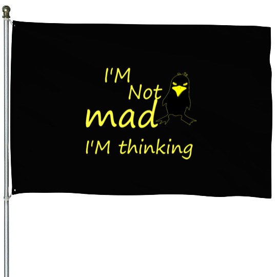 I'm Not Mad I'm Thinking Cute Angry Bird House Flags