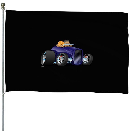 Highboy hot rod deep purple roadster House Flags