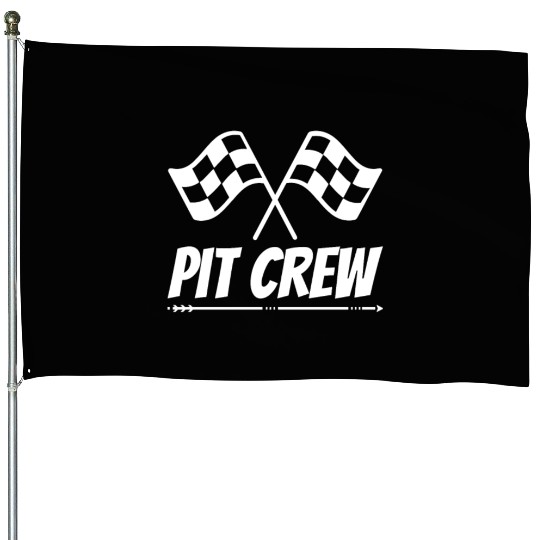 Pit Crew Funny Racing Design for Hotrod Track House Flags