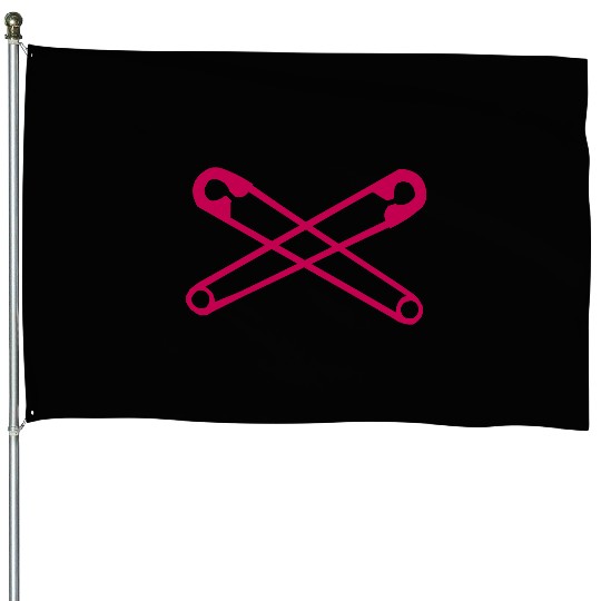 Crossed Safety Pins Punk House Flags