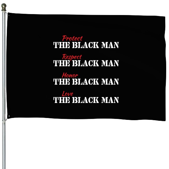 Black Man (Wht Text) House Flags