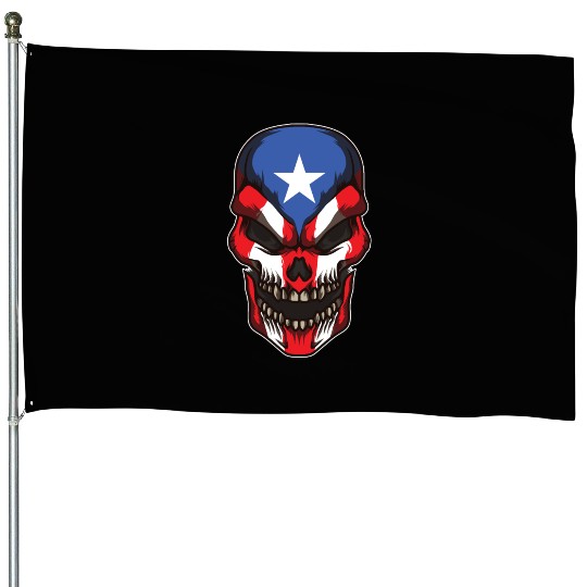 Puerto Rico Skull | Proud Boricua Flag House Flags