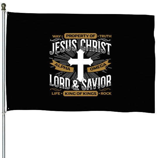 way property of truth jesus christ alpha omega lor House Flags