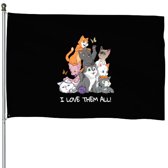 I love them all Cats Gift Maine Coon cat lover House Flags