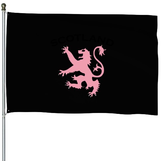 Cute Scottish rampant lion light pink House Flags
