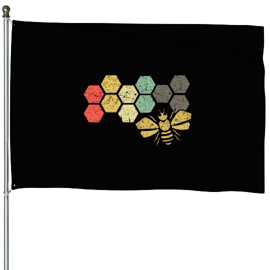 Retro Bee Honeycomb Vintage Beekeeper Gift House Flags