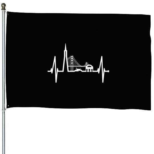 San Francisco Heartbeat Skyline California Lover House Flags