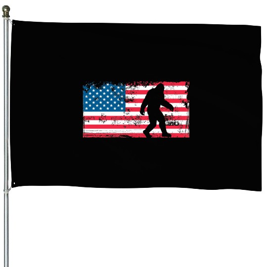 Retro Bigfoot US Flag House Flags