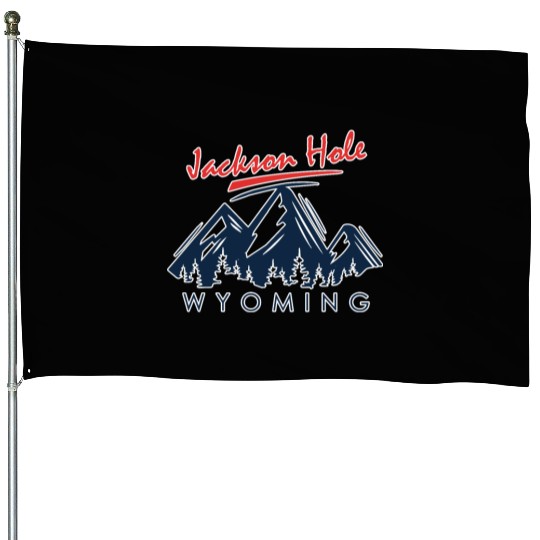 Jackson Hole Wyoming House Flags Vintage City Retro Tshi
