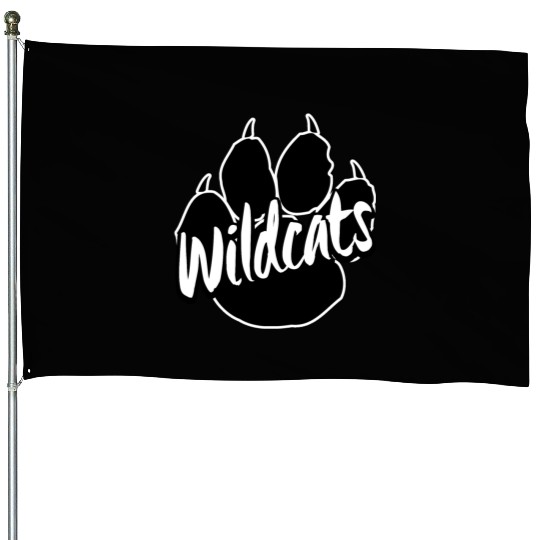 Wildcats Paw Print Back To School Spirit Mascot House Flags