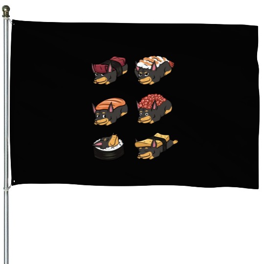 Doberman Sushi Nigiri House Flags