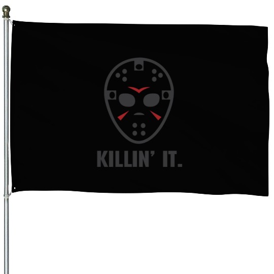 Killin It Friday 13TH Halloween Jason Mask House Flags