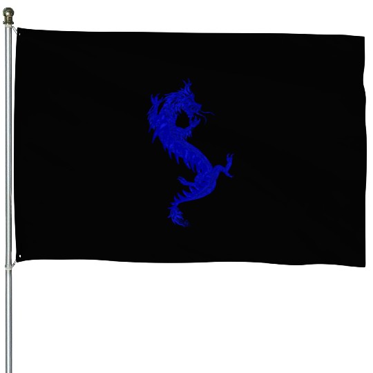 Blue China Dragon Graphic House Flags