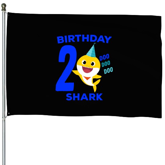 Baby Shark 2nd Birthday - Baby Shark Song Gifts House Flags