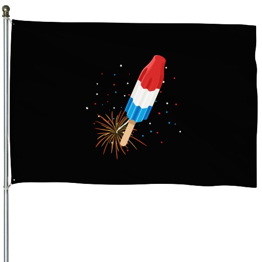 Fireworks Popsicle American Flag 4th of July House Flags