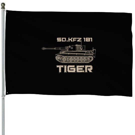 Tank German Tiger Panzer Combat Army WW2 House Flags