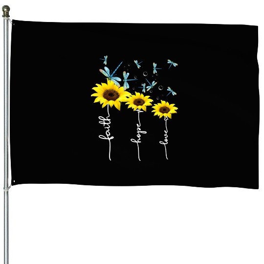 Faith hope love sunflower House Flags