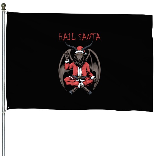 Christmas Hail Santa Satanism Goat Baphomet Satan House Flags