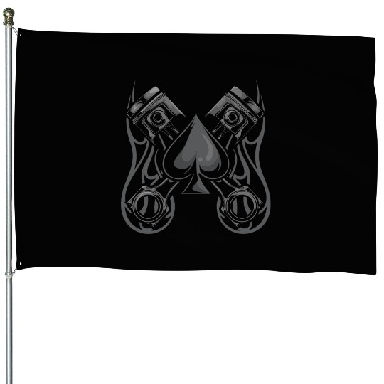 Poker and Hotrod - Cool Poker Art Hot Rod House Flags