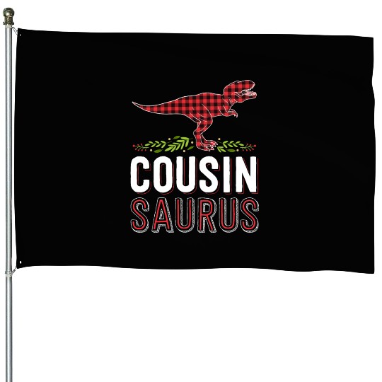 Cousin Saurus T Rex Red Plaid Matching Family House Flags