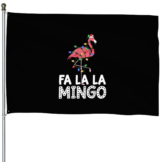 Fa La La Mingo Flamingo Christmas Tree Lights House Flags