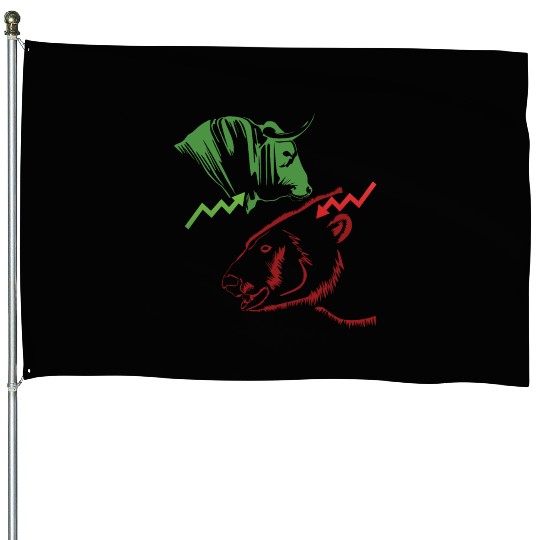 Stock Market Bulls And Bears House Flags
