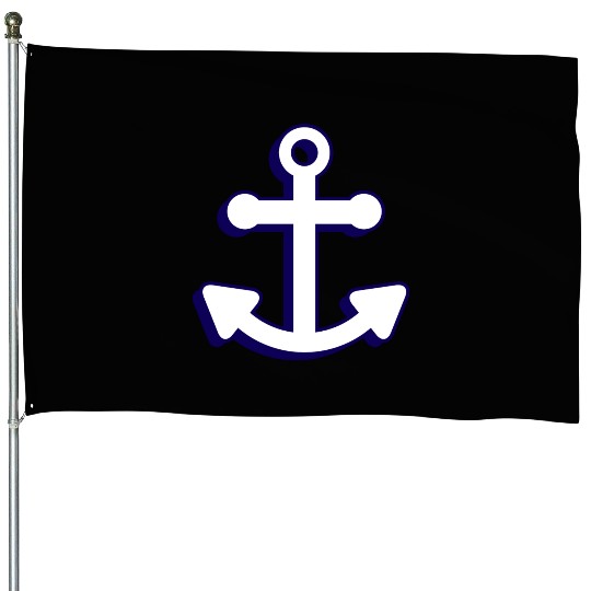 Nautical boat anchor in navy blue and white 3D House Flags