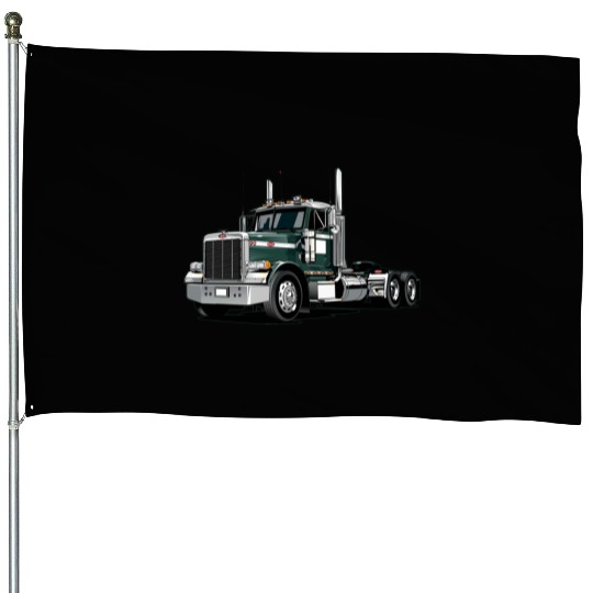 Green Semi Truck House Flags