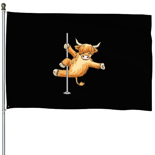 Highland Cattle Scottish Cow Farmer Pole Dance House Flags