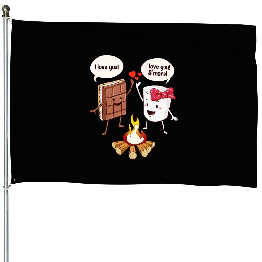Cute Kids Camping Gift Print I Love You S'more House Flags