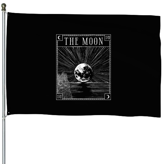 Moon Tarot Card XVIII Occult Witchcraft Gothic House Flags