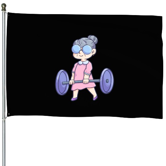 Gym Fitness Workout grandma woman's pension House Flags