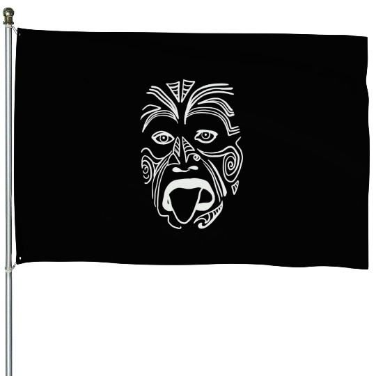 The Tribal Haka Mask Guy - Indigenous Face House Flags