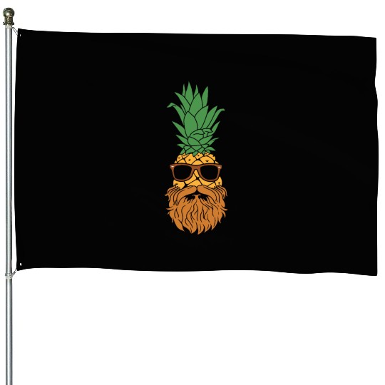 Pineapple Bearded Man Fruit Hawaii Mustache Gift House Flags