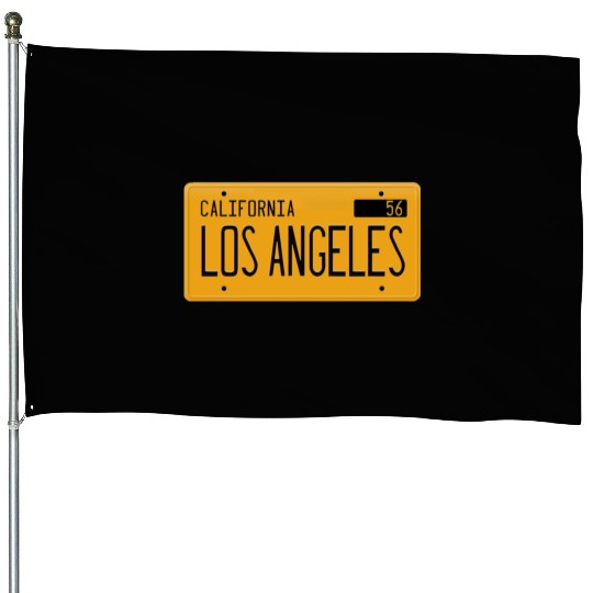 Los Angeles California 1956 yellow license plate House Flags