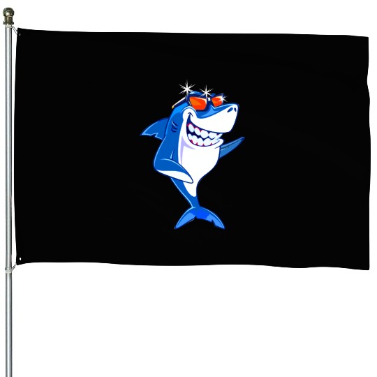 Shark Cool white shark predator marine animal House Flags