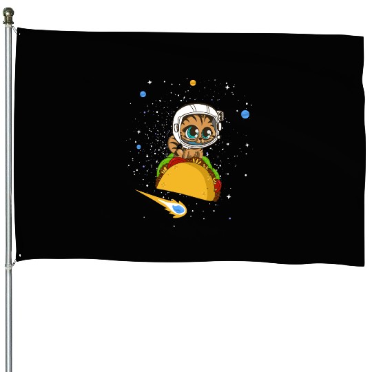 Taco Cat In Space House Flags Dancing Cat Taco