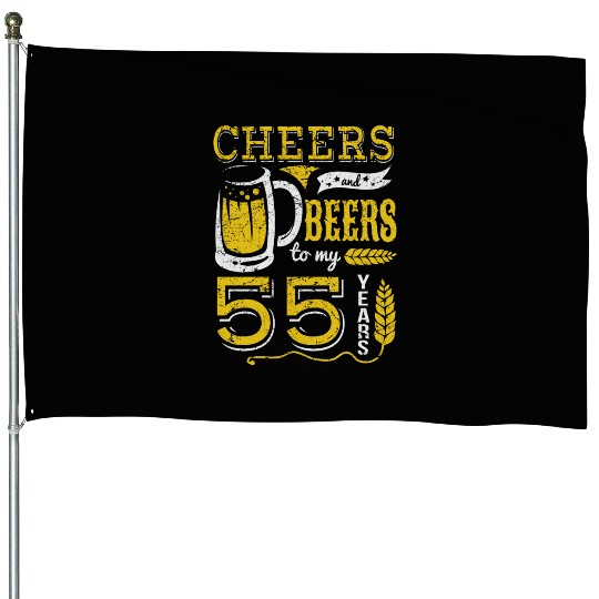 Cheers and Beers 55th Birthday Gift Idea House Flags
