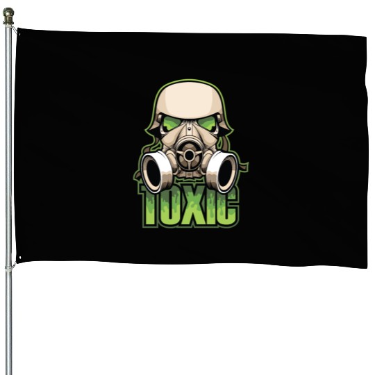Toxic, Gas Mask, Anti Virus, Bio Hazard, Survival House Flags