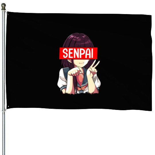 Senpai Anime Girl Japanese Cute Manga Kawaii House Flags